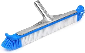 Greenco Pool Brush Head Heavy Duty Aluminum Extra Wide 20" Pool Floor & Wall Cleaning Brush w/Curved Ends for Better Corner Cleaning & Protects Accidental Tears in Pool Liner, EZ Clip Pole Attachment