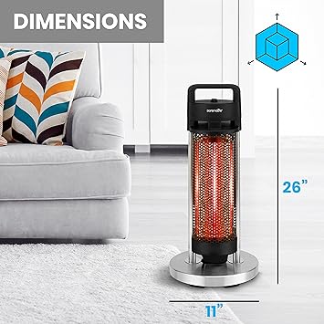 SereneLife Infrared Patio Heater, Electric Patio Heater for Indoor/Outdoor Use, Portable Heater with Remote Control, 900 W, for Restaurant, Patio, Backyard, Garage, Decks (Black)